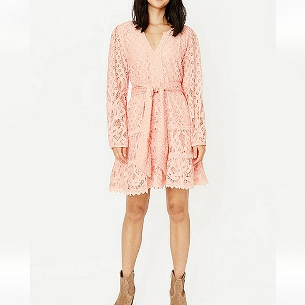 Roberta Roller Rabbit Peach Lace Long Sleeve Dress